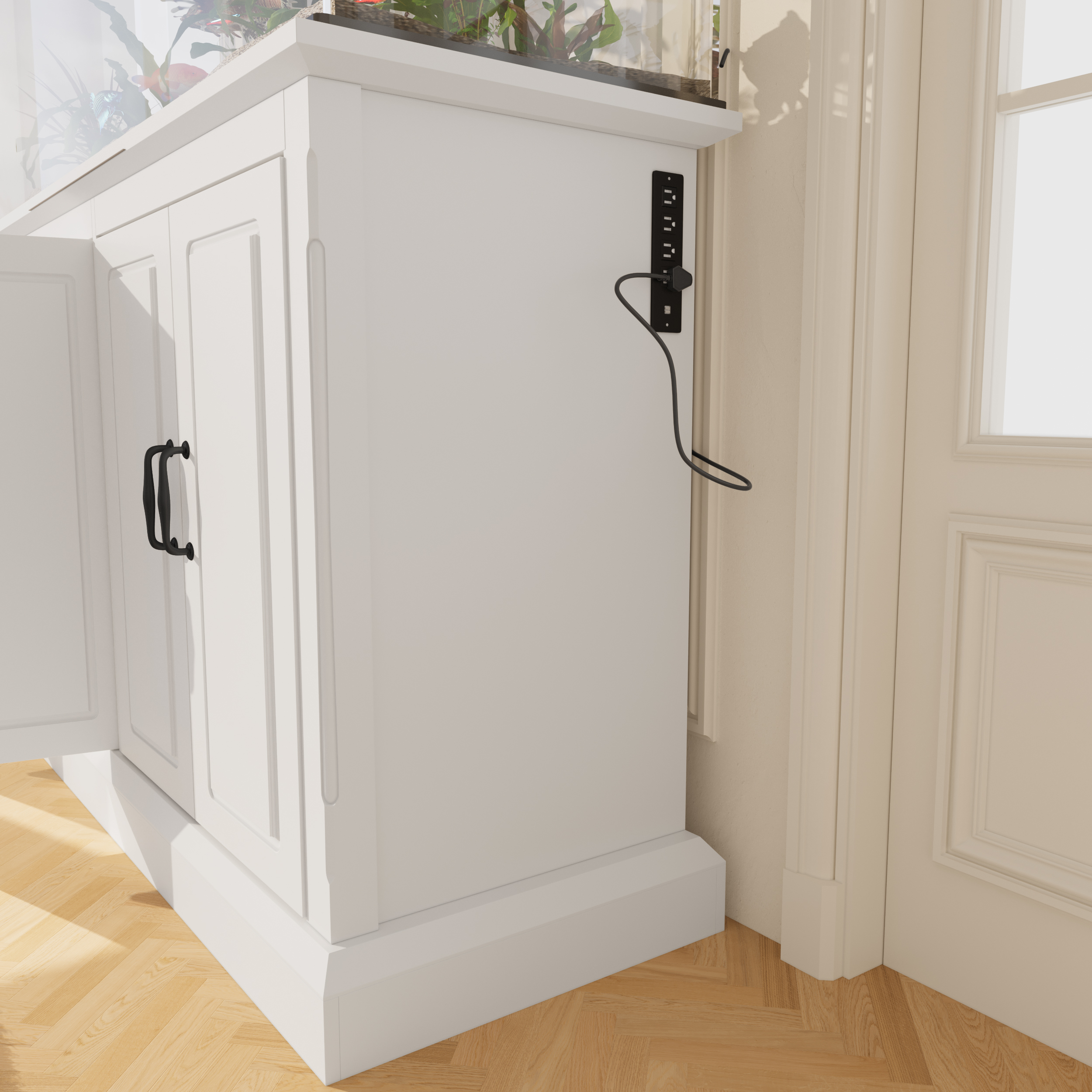 Soporte para Acuario de 55-75 Galones con Toma de Corriente, Mueble para Acuario con 4 Gabinetes, Soporte Resistente para Terrario de Reptiles y Tortugas, Blanco — imagen 5