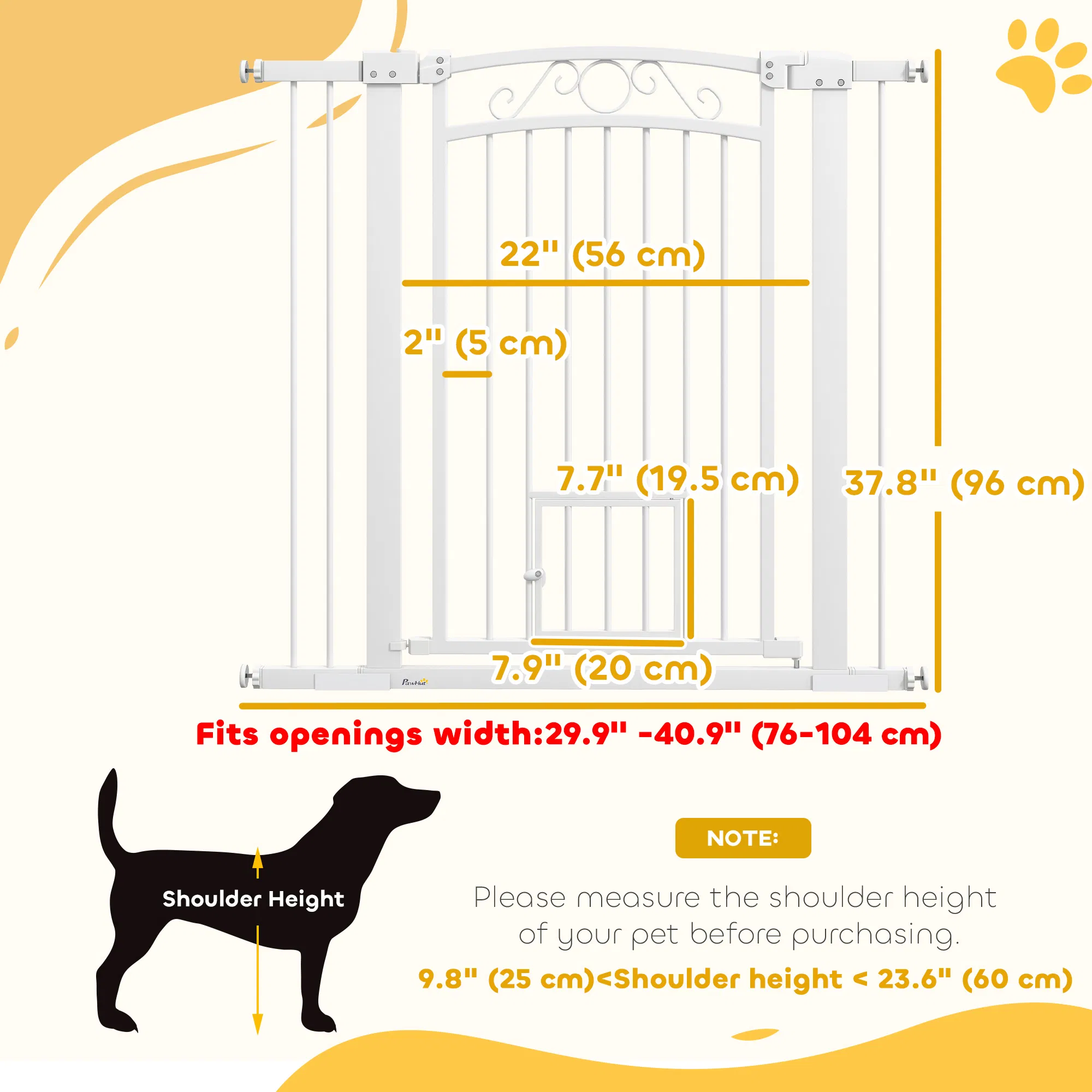 Dog Gate, Walk Through Pet Gate w/ Small Pet Door, Auto Close, for Doorways, House, Stair, 30"-41" W x 38" H — image 5