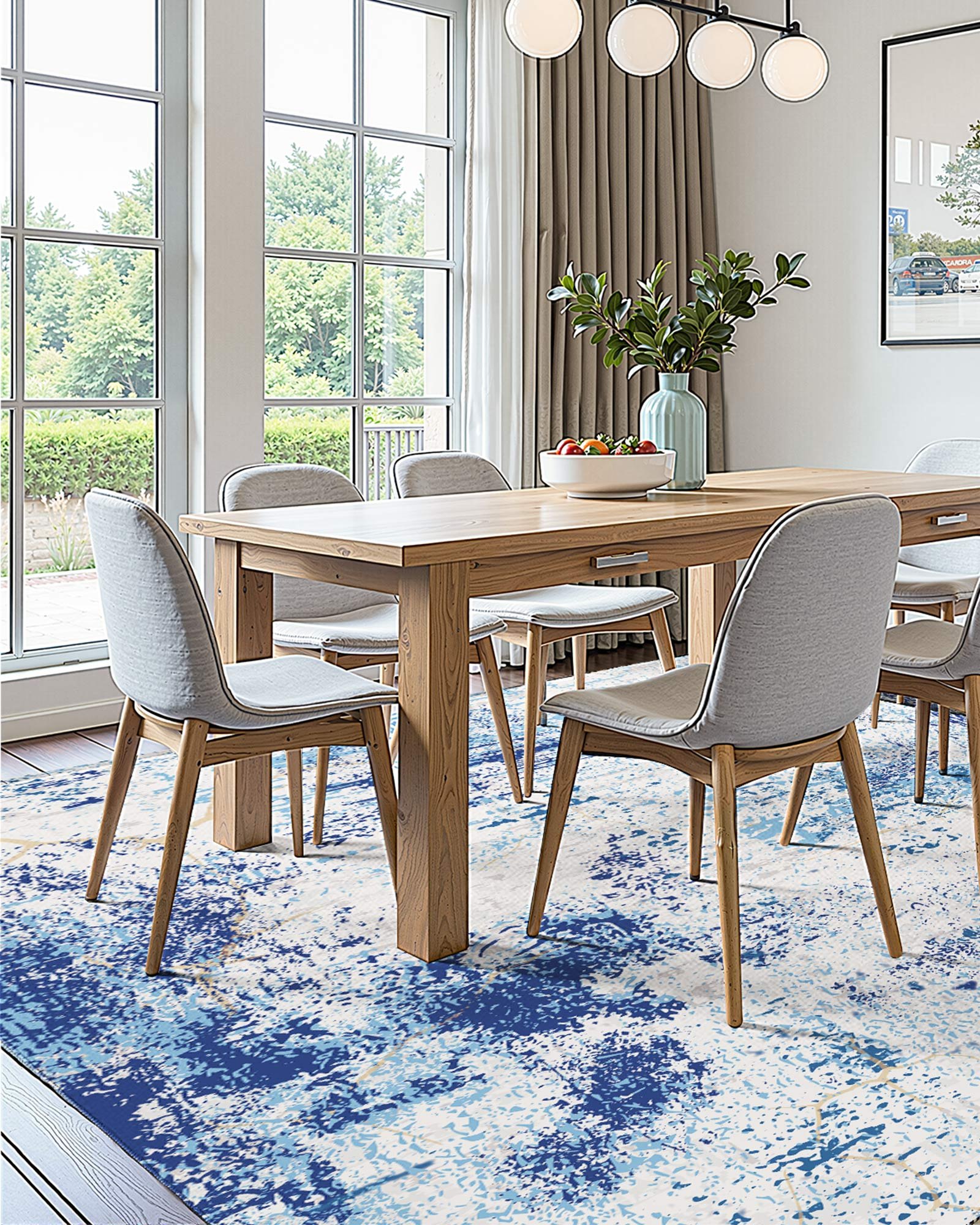 Area Rug, 5 X 7 Ft Large Washable Rug, Non-Slip And Tear-Resistant Soft Carpet, Pet & Child Friendly Modern Area Rugs, Indoor Mat For Bedroom, Office, Living Room, Kids Room, Entryway, Blue — imagen 3