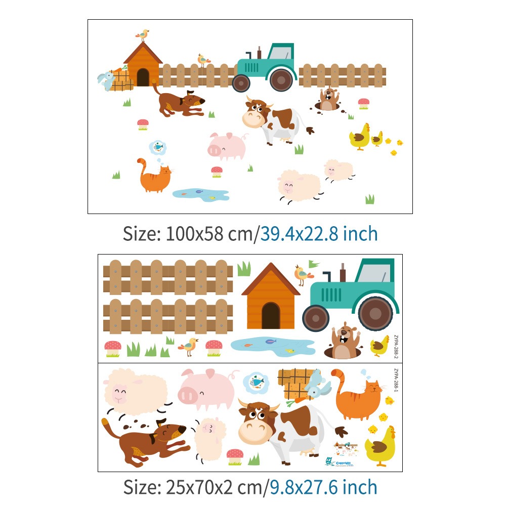 Decoración de pared para habitación infantil con tema granja de vacas, adhesivo de línea de base para sala de estar y dormitorio — imagen 3