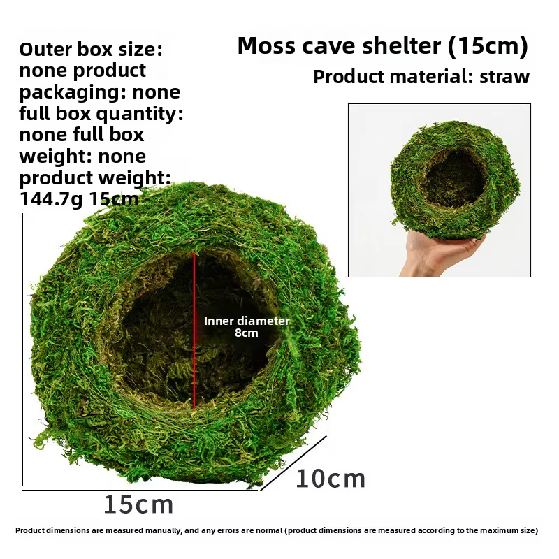 Cueva de Humedad para Reptiles – Refugio con Retención de Hidratación para Serpientes y Geckos Leopardos, Decoración de Terrario Natural de Musgo para Configuraciones Bioactivas — imagen 6