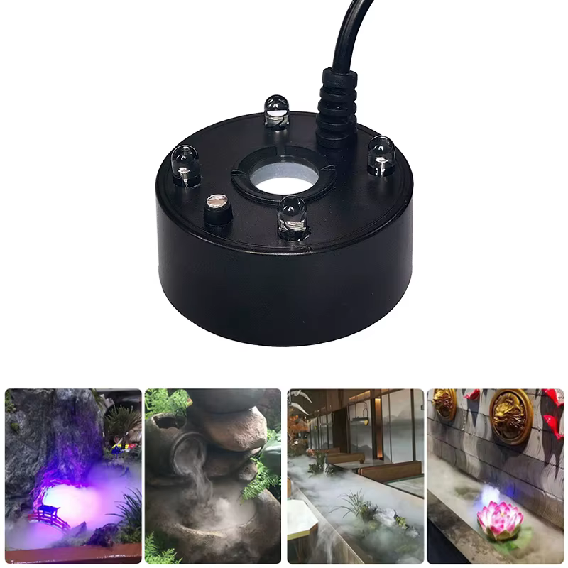 5V USB Mist Maker Fogger Nebulizer Water Fountain Fish Tank Pond Atomizer Head With 4 LED Colorful Lights — image 1