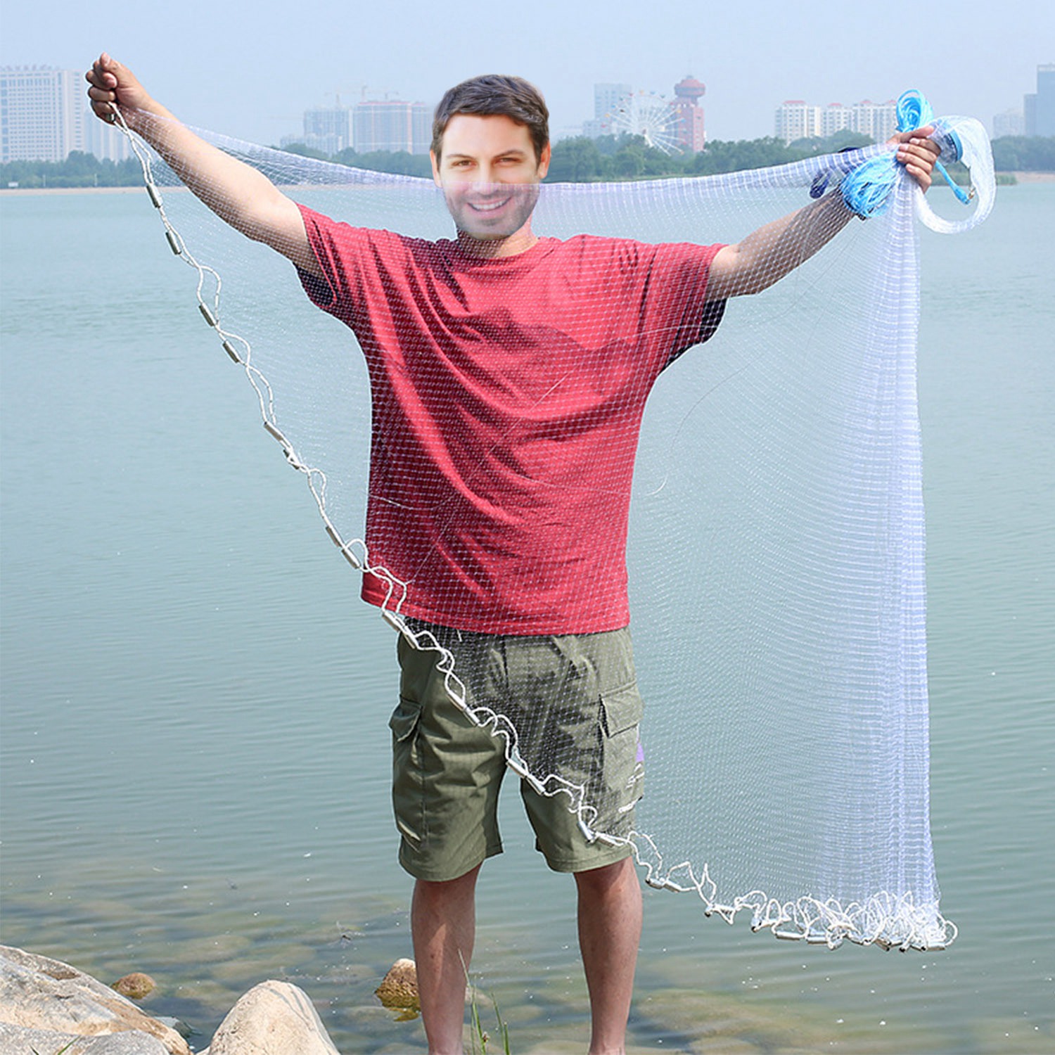 2 Opciones de Tamaño, Radio de 6FT u 8FT, Red de Pesca Para Lanzar, Regalo Ideal Para el Día del Padre, Trampa de Cebo, Fácil de Lanzar, Red de Mano Resistente Con Plomos de Cadena en la Base — imagen 5