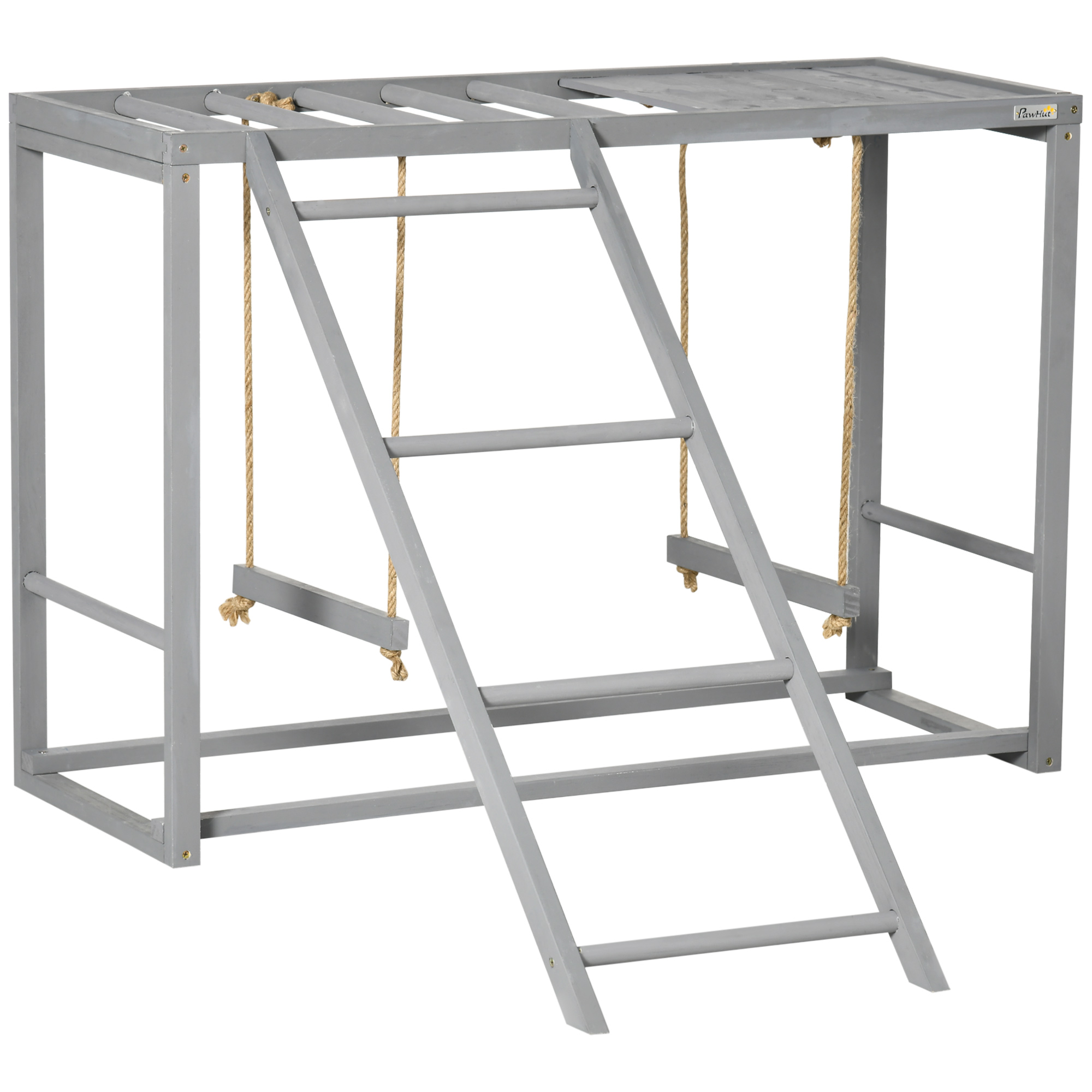 Chicken Activity Game With Swing Set For 3-4 Birds, Wooden Chicken Coop Accessory With Multiple Chicken Perches And Hen Ladder Grey — imagen 1