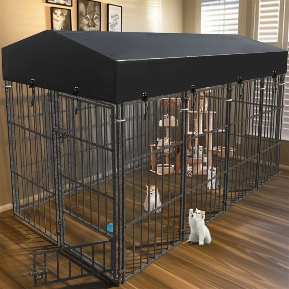 Cubo de Perro Resistente al Uso Intenso con Techo - Cárcel para Mascotas Metálica Exterior e Interior con Entrada Segura — imagen 3