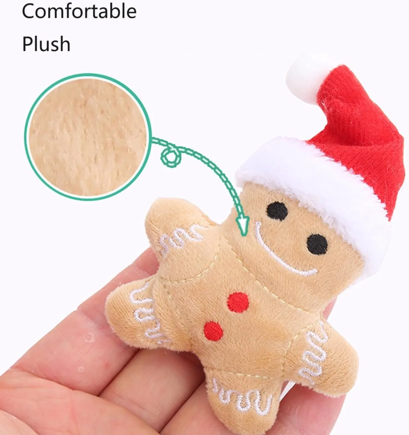 4 Packs Catnip Toys Interactive Toy Costume Plush Christmas Gingerbread Man Cat Toys — image 4