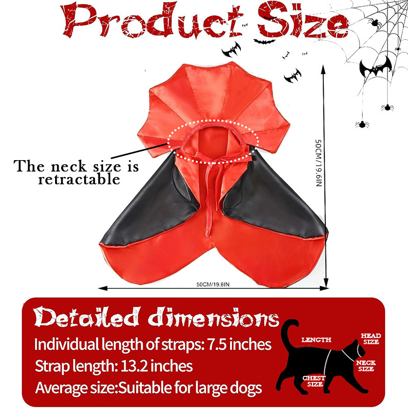 Halloween Vampire Cape for Cats and Dogs, Witch Cloak Pet Costume — image 6