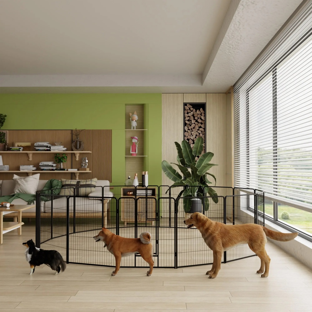 Cubo de Juego para Perros, 40 Pulgadas - 16 Paneles, Corral para Perros Grande/Medio/Pequeño con Puertas Reversibles para Caravana, Camping y Jardín — imagen 13