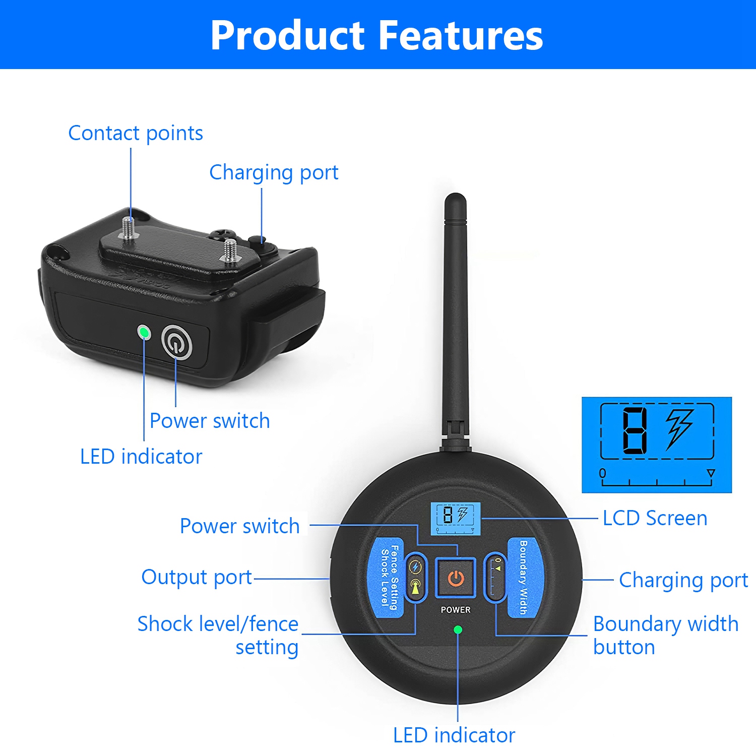 1 Juego de Cerca Eléctrica Inalámbrica para Perros Sistema de Contención Perimetral con Descarga, Collar de Entrenamiento Eléctrico para Perros Pequeños, Medianos y Grandes — imagen 13