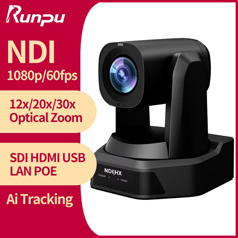 Runpu 1080P/60fps NDI Conference PTZ Video Camera 12/20/30x Zoom Ai Auto Tracking PTZ SDI Camera HDMI USB Outputs Support POE — image 1