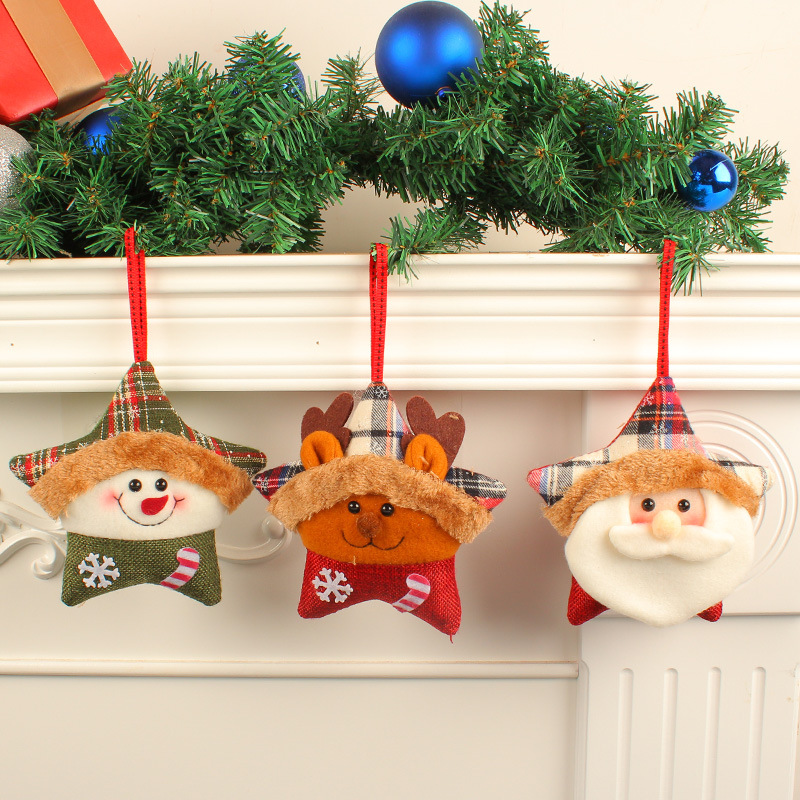 Santa Claus Elk Christmas Tree Decoration Creative Plush Christmas Five Star Doll Pendant — image 3