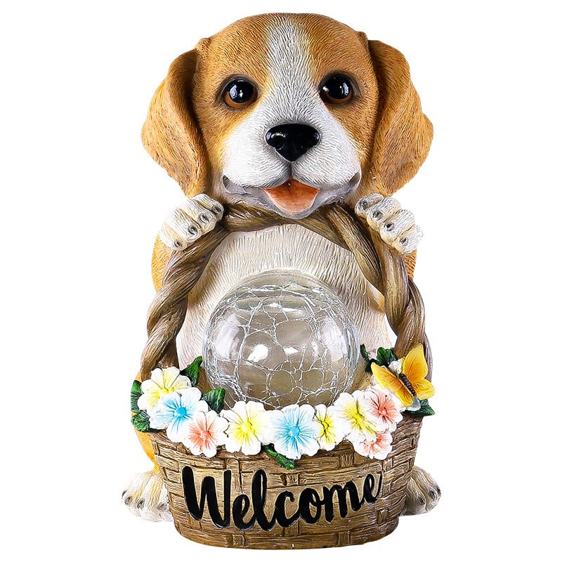 Luz Nocturna Solar: Adornos de Perrito Lindo para Jardín Exterior, Parque y Animales, Resina Luminosa — imagen 5