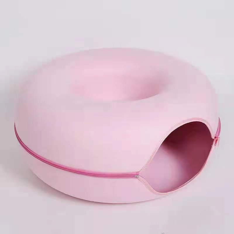 Felt Donut Cat Bed with Zipper Cat Tunnel and Cat Toy Double-Layer Pet Bed for Cats — image 6