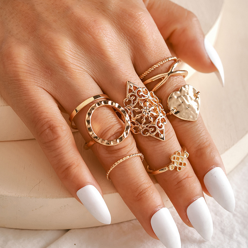 Anillo de forma de serpiente Lotus antiguo con conjunto de 8 piezas de joyería con diamantes — imagen 2