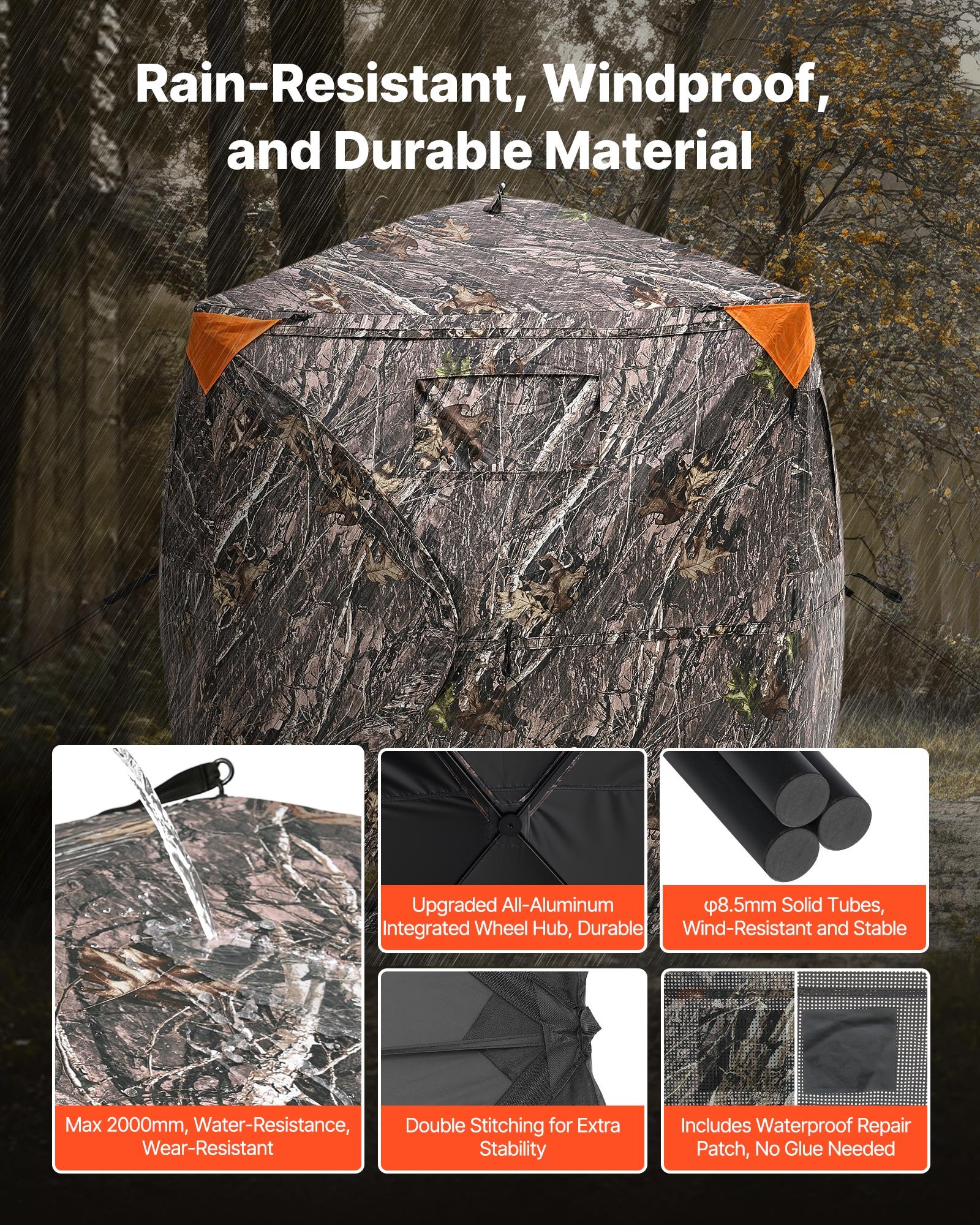 Cubilca de Caza, 270° Cubil de Tierra, Cubil Pop Up para 1-2 Personas para Cazar con Bolsa Portátil, Carpa Resistente para Caza, Ventanas Horizontales para Venado y Pavo — imagen 5