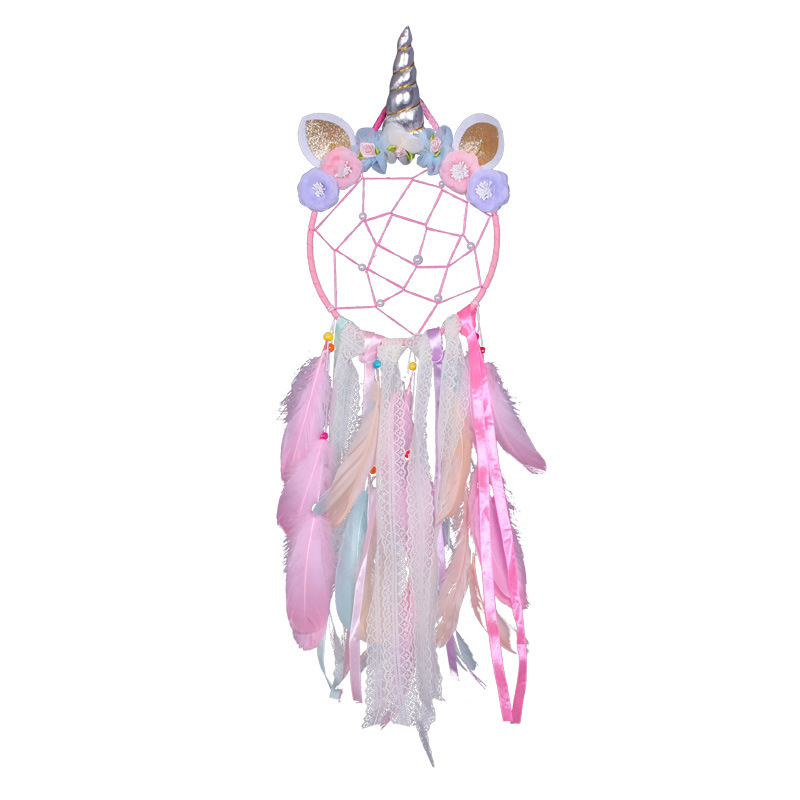 New Creative Indian Feather Lace Unicorn Dream Catcher Cute Girly Heart Room Decoration Birthday Gift — image 5