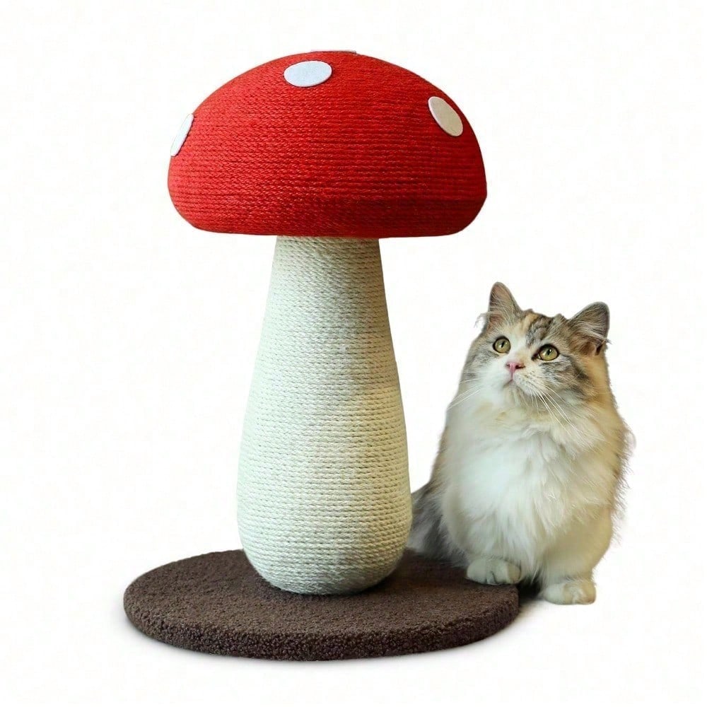 Poste de Rasguñado de Hongos Diseño Único, Envuelto en Sisal, Ideal para Gatos Medianos y Pequeños, Sin Montaje Requerido Juguetes para Gatos Árbol para Gatos — imagen 2
