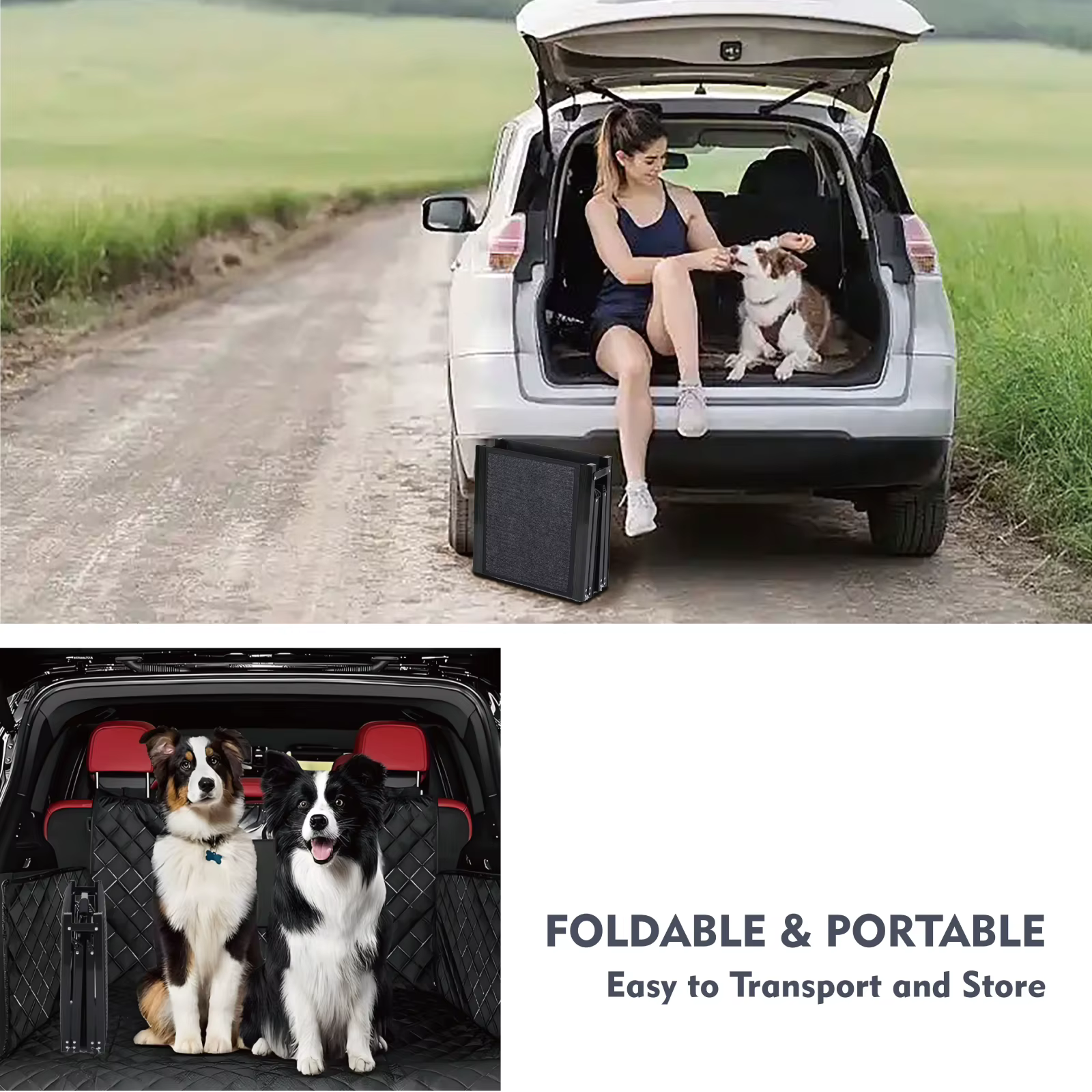 Paso de Perro para Coche 65"x17,2": Rampas Portátiles para Perros Grandes que se Plegan con Superficie Antideslizante para Camiones, SUV y Autos, hasta 250 lbs, Perfecto para Canes Medianos y Grandes — imagen 7