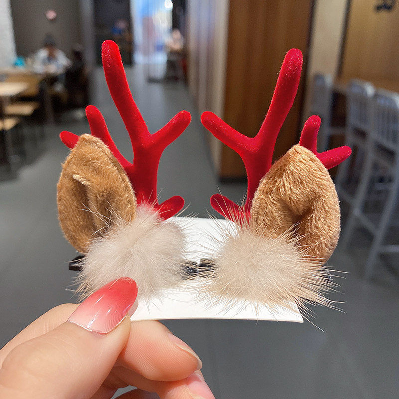 Deer Horn Headwear Hairpin Fairy Christmas Clip Hairpin Photo Taking Hairpin Cute Clip — image 4