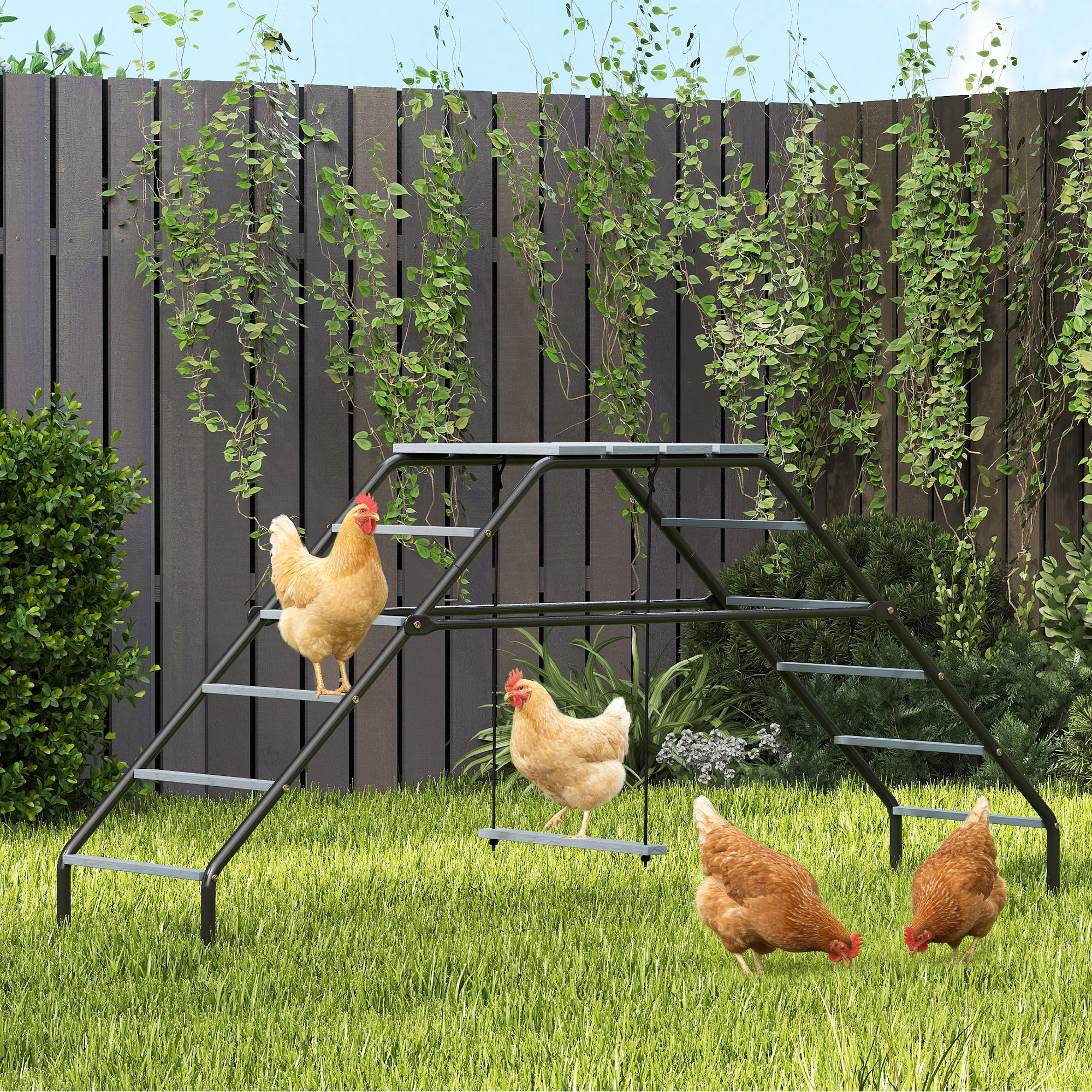 Perchas para Gallineros con Suelo Móvil y Ajuste de Balance, 10 Barras de Descanso, para Jardín o Granja — imagen 6