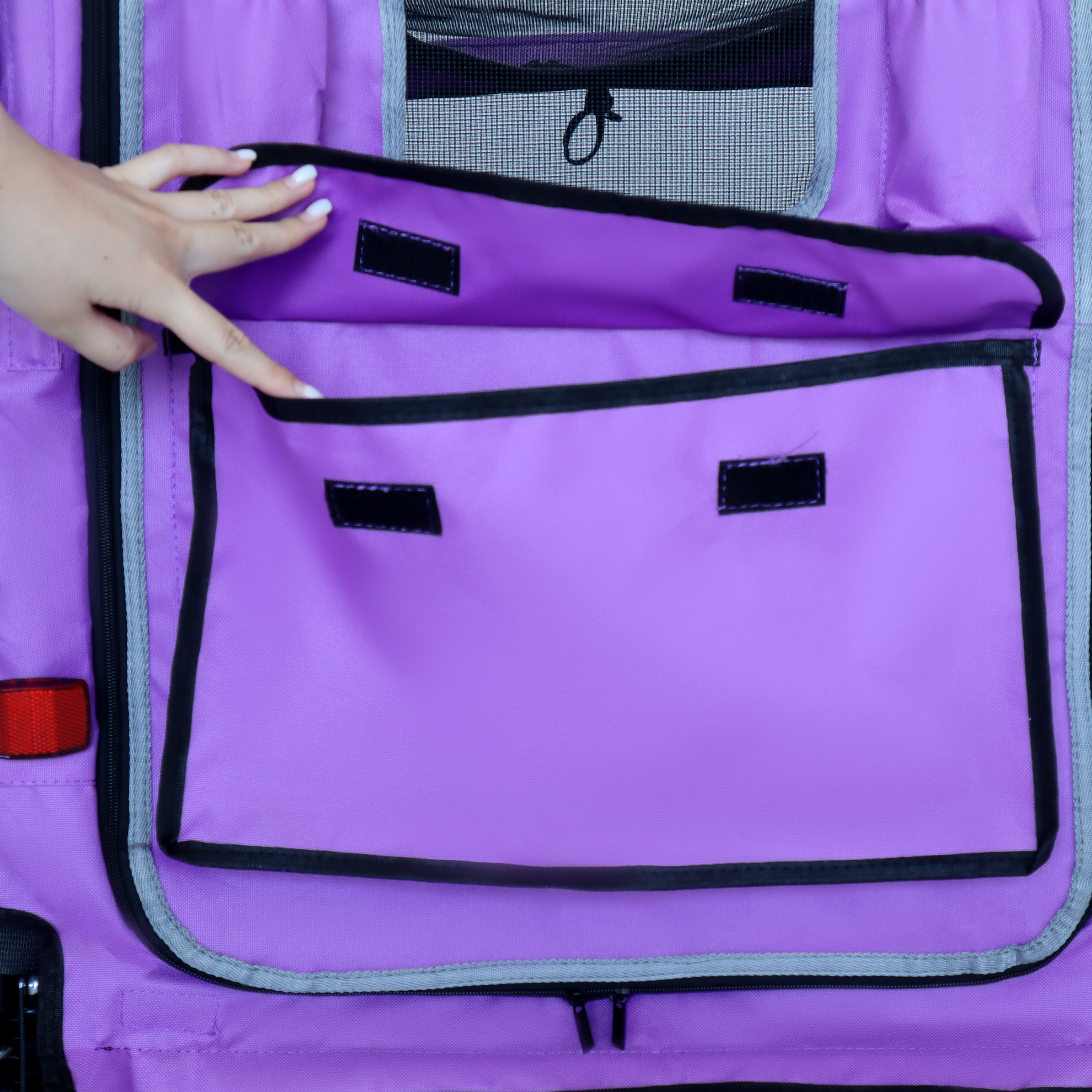 Remolque de Bicicleta y Carrito de Empuje 2 en 1 para Mascotas - Incluye Enganche de Bicicleta Desmontable y Mango de Empuje - Rueda de Liberación Rápida, Correa Interna, Doble Portavasos y Bolsa de Almacenamiento Inferior, Soporta Mascotas de Hasta 100 lbs — imagen 28