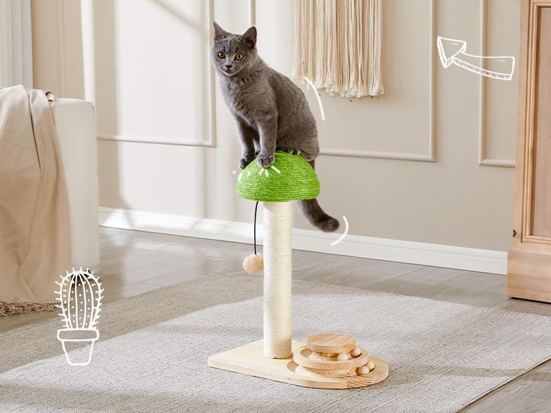 Ropa de Sisal para Setas 2 en 1 Bola Interactiva de Madera Juego de Pared de Rasguñado para Gatos — imagen 5