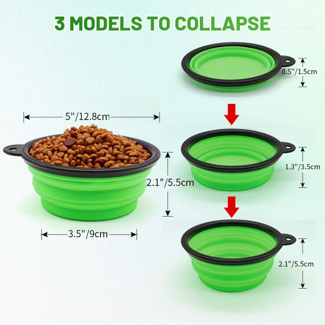 Bolsas de Comida para Perros Colapsables, 2 Piezas - Para Gatos y Perros, Platos Portátiles para Alimentación y Hidratación en Viajes con 2 Corchetes — imagen 5