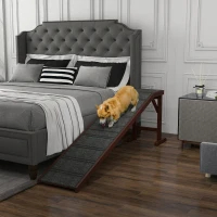 PawHut Dog Ramp For Bed, Pet Ramp For Dogs With Non-Slip Carpet And Top Platform, Brown — imagen 6