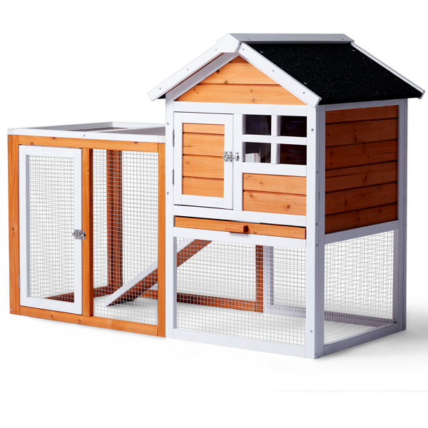 House Type With Running Ladder, Orange-red, Wooden Chicken Rabbit Cage — image 13