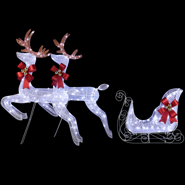 Trineo de Renos, Luz Blanca, Malla en Polvo, Luces Navideñas, Reno — imagen 13