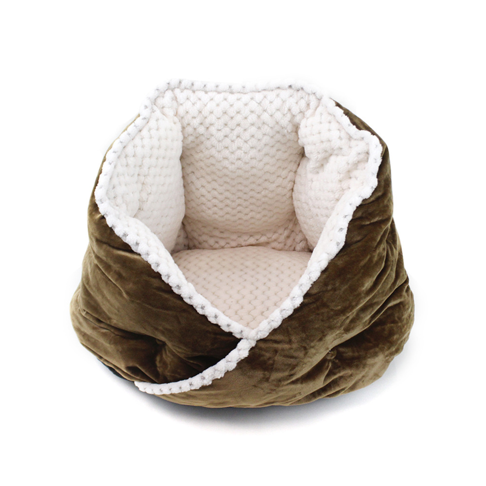 Autumn And Winter Pet Warm Hug Cuddle Round Depth Diamond Creative Soft Beibei Velvet Inner Bile Kennel Cat Bed — image 4