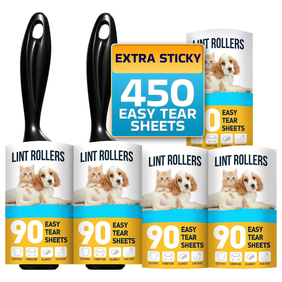 Pet Hair Sticky Remover 5 PCS, Large Lint Rollers For Couch, Clothes, Furniture, Carpet And Dog Or Cat Fur, White — image 1