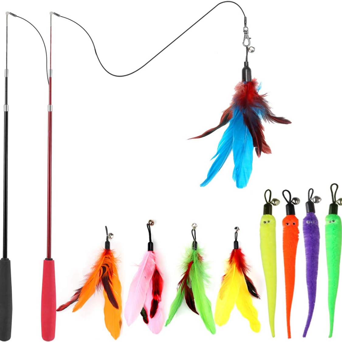 Juguetes para Gatos para Hogares Interiores: Lazo de Pecho y 9 Piezas de Refuerzos de Plumas — imagen 1