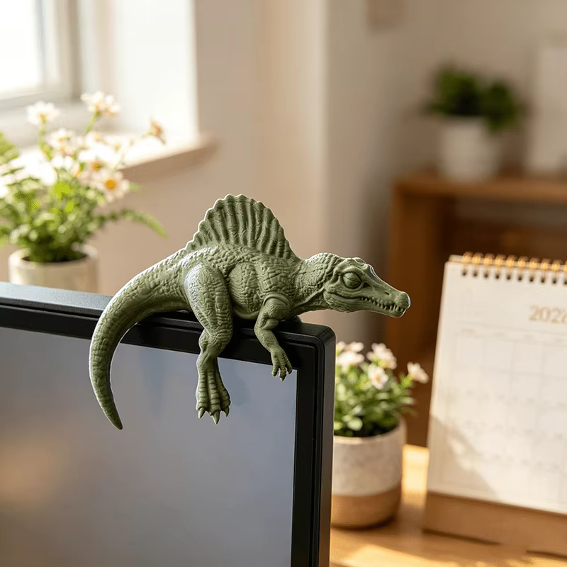Sleeping T-Rex Monitor Topper Figurines 3D Printed Mini Lazy Dinosaur Ornaments for Desk/Monitor/Shelf Cute Jurassic Dino Decor — image 5
