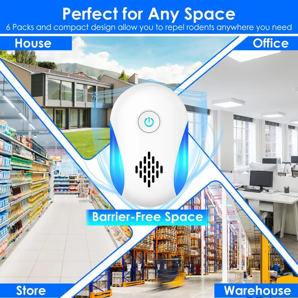 6 Pack Ultrasonic Pest Repeller, Operation Pest Wide Coverage Dual-Frequency Pest Control For Home Apartment Hotel Office Kitchen — image 2