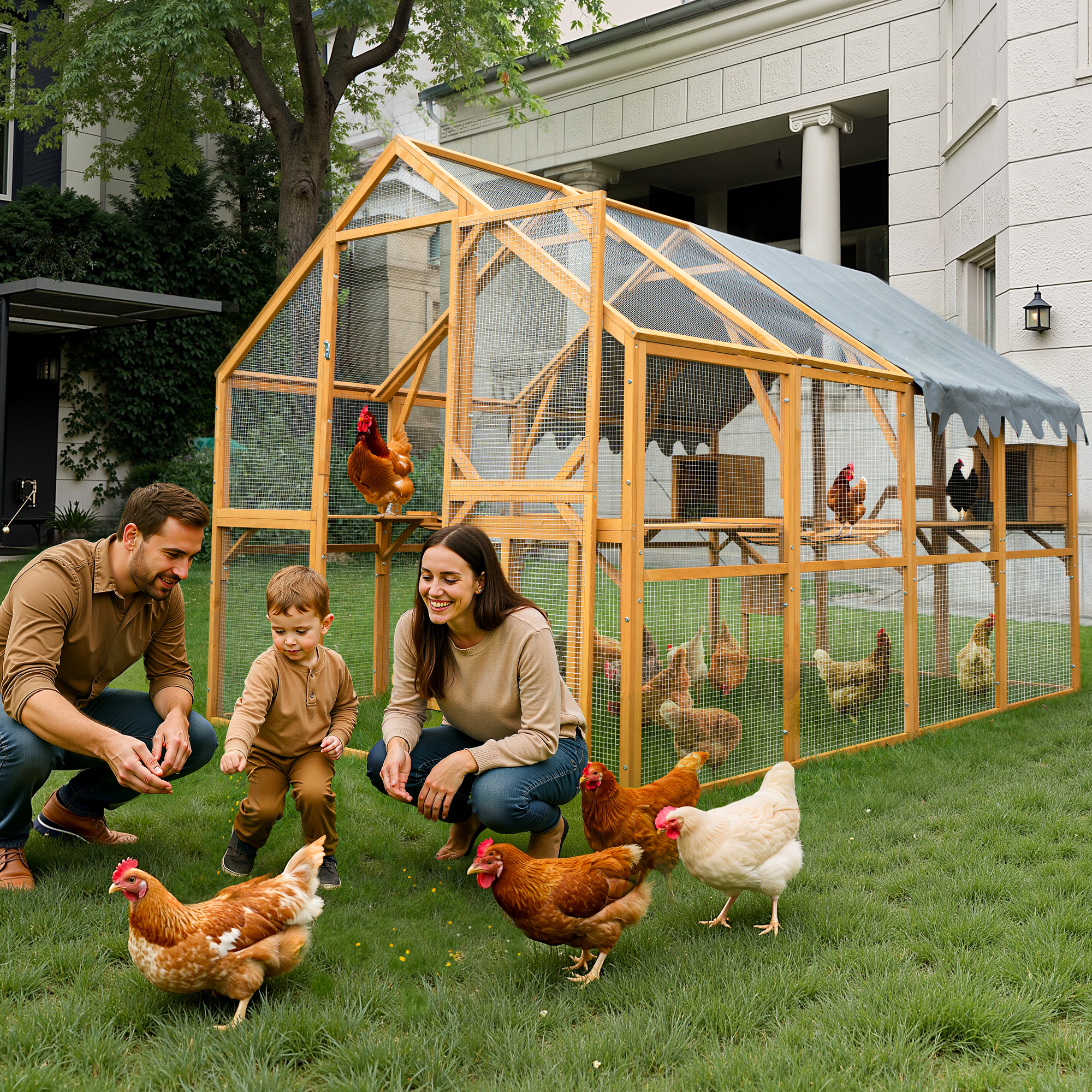 Outdoor Yellow Chicken Coop Enclosures 110 Large Kitten Playpen, Upgrade Waterproof Cover — imagen 3