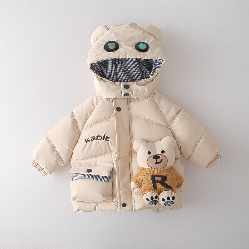 Boys Winter Warm Fleece-Lined 3-Piece Set Bear Pattern Cotton Padded Jacket Outfits Toddler Clothes — image 7