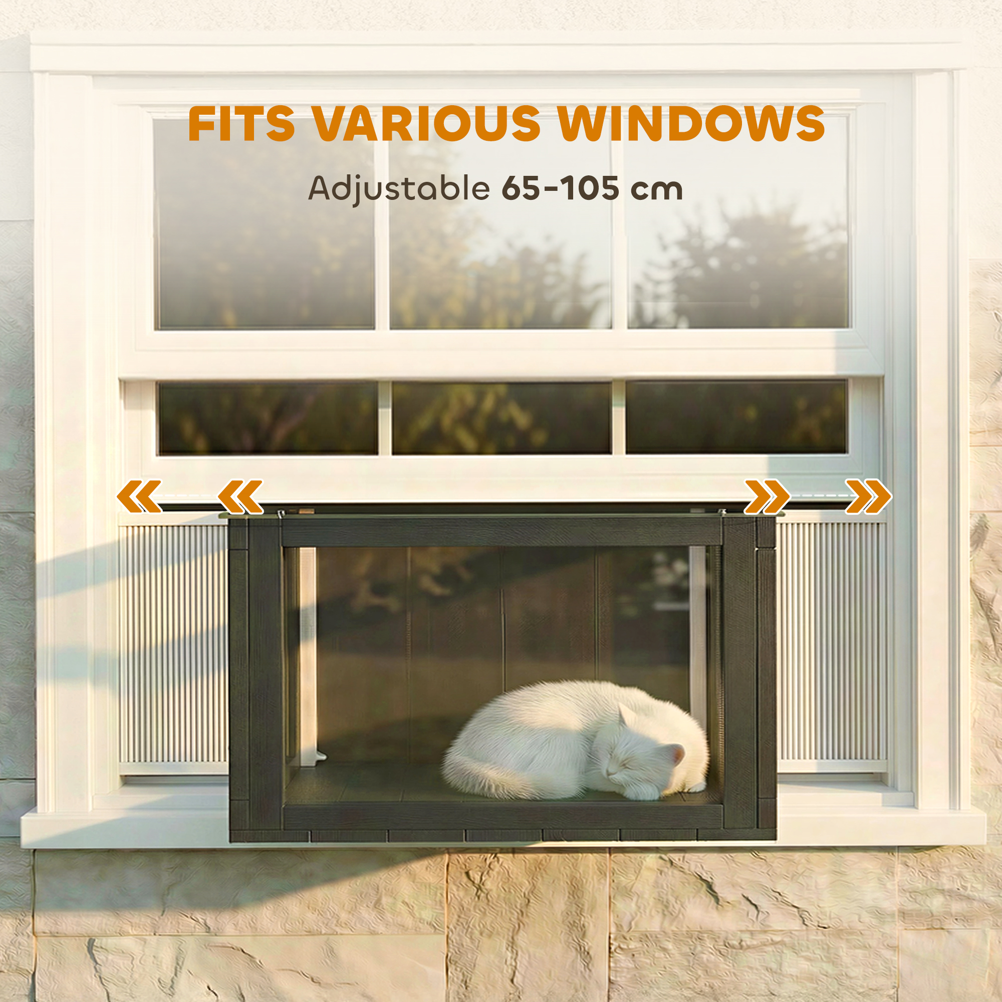 Catio Outdoor Cat Enclosure 25"–41" Outdoor Cat House for Sunbathing, Napping & Overlooking — image 3
