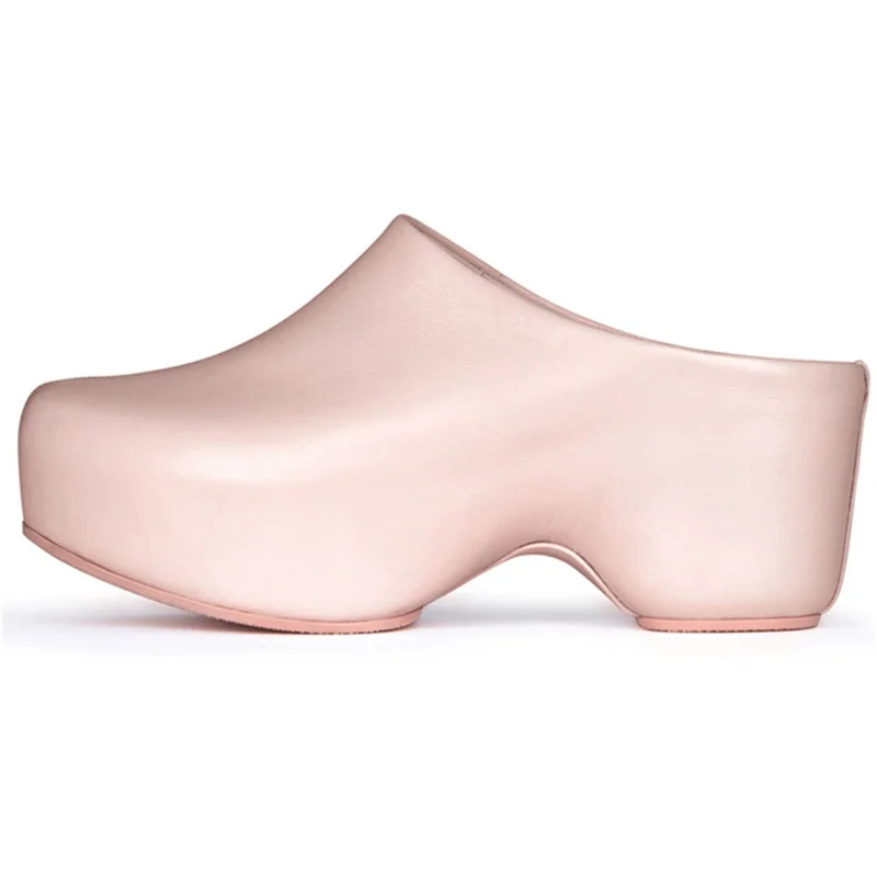Runway Platform Mules Shoes Women Office Lady Leisure Half Slippers Luxury Designer Thick Bottom Flat Shoes Large — image 3