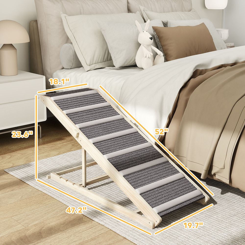 Dog Ramp For Couch, 4 Adjustable High-traction Carpet And Crossbars Foldable Pet Ramp For Small To Large Dog — image 2