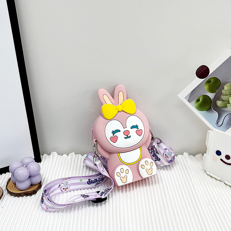 Silicone Cartoon Rabbit Small Bag Girl One Shoulder Messenger Bag Princess Coin Purse — image 9