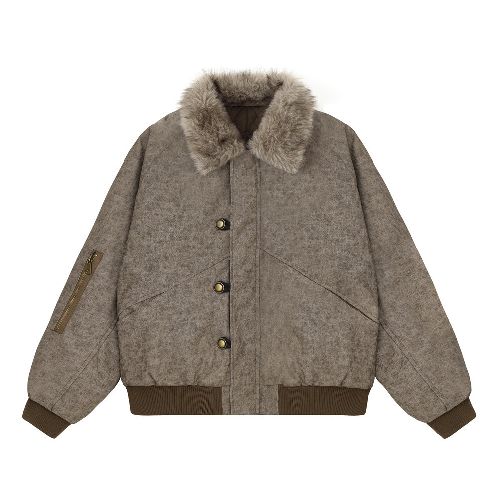 Imitation rabbit fur lapel canvas cotton jacket — image 8