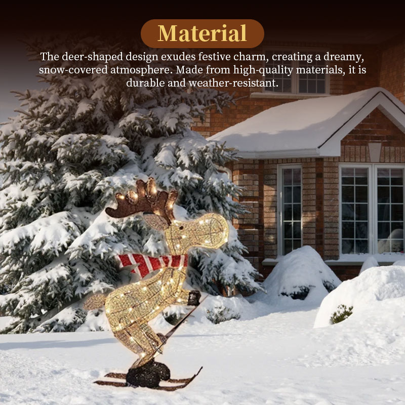 Lighted Skiing Reindeer Ornament with LED for Christmas Lawn & Tree — image 6
