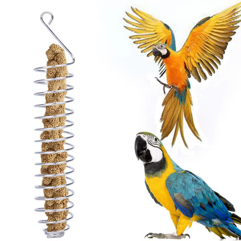 Stainless Steel Parrot Feeder Fruits Vegeteable Basket Cotaniner Holder Feeding Device Bird Cage Foraging Toy for Parakeet — image 1