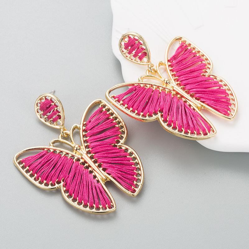 Fashion Alloy Hand-Woven Butterfly Earrings Creative Exaggerated Trend Hollow Earrings — image 5