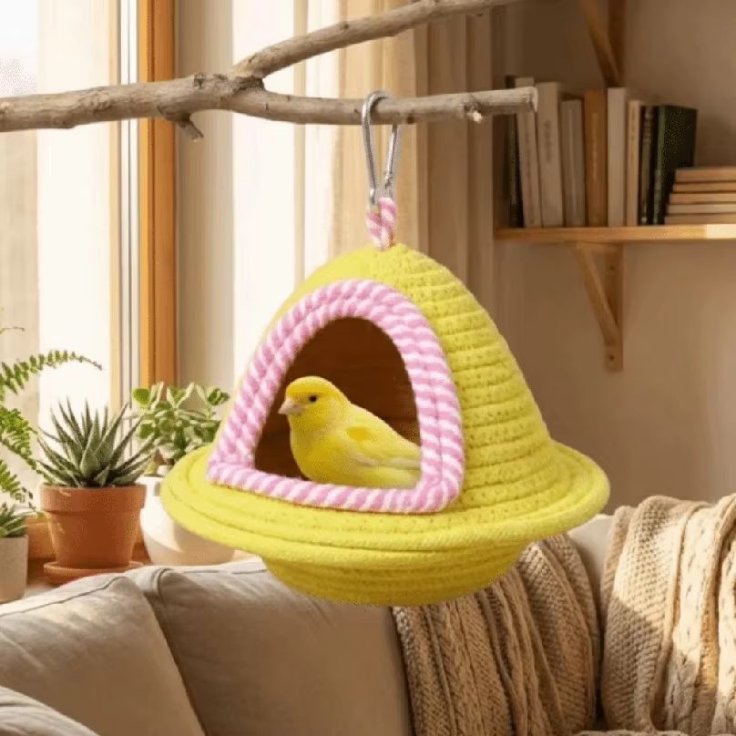 Nido de Aves para Colgar Manual tejido Resistente al Viento Habitación Segura para Pájaros y Perros — imagen 4