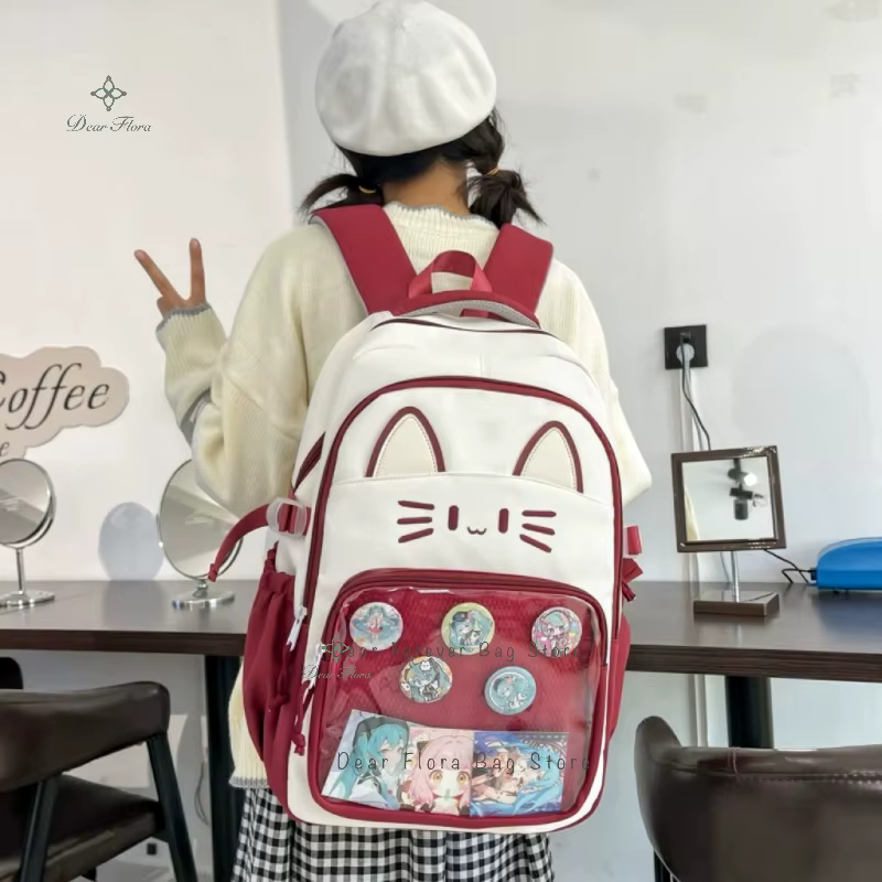 Mochilas de Gato Y2K Cutenas Capacidad Grande para Niñas Adolescentes Transparente y Tendencia — imagen 3