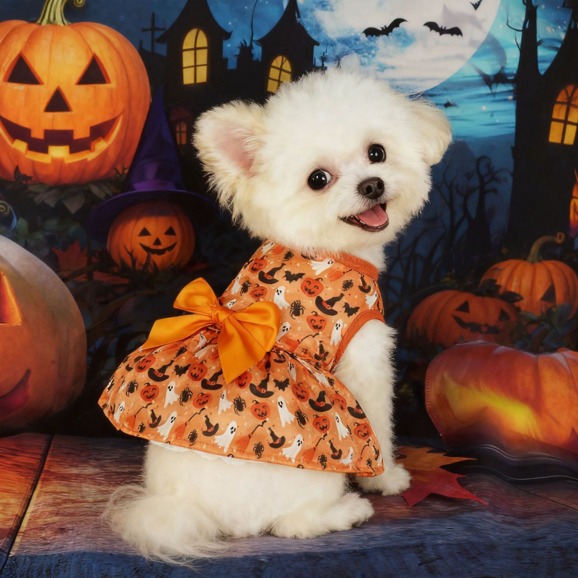 Disfraz de Halloween para Perros, Diseño de Calabaza y Murciélago, Ropa de Moda Nueva para Canes — imagen 2