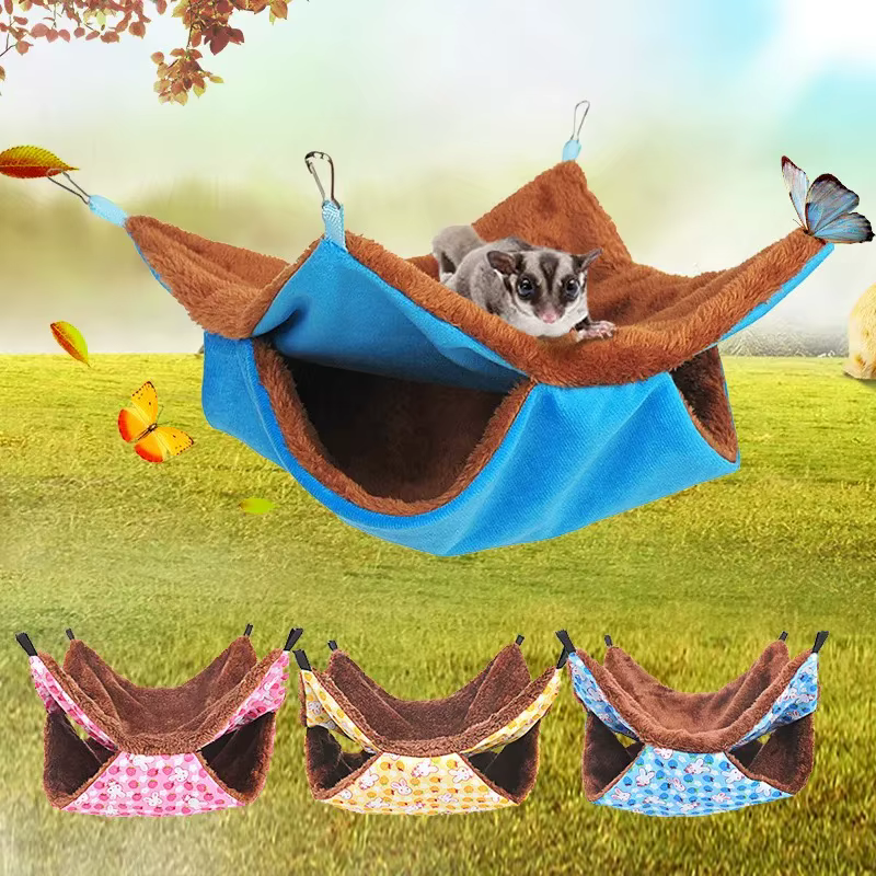 Hamaca de Colores sólidos para invierno - Dos capas gruesas y acogedoras para conejos, hamsters, ratones, erizos, cometas y otros pequeños animales — imagen 2