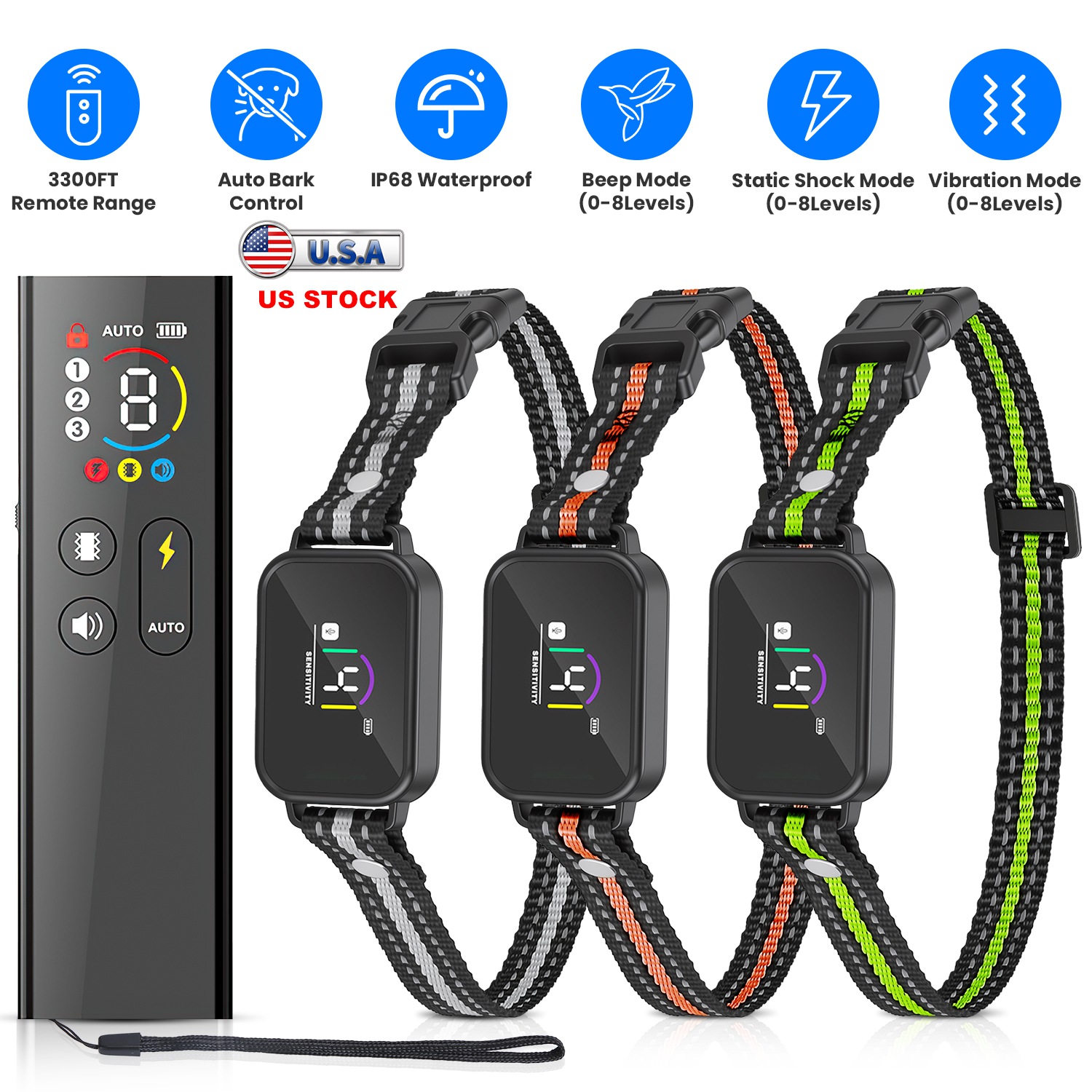 Collar Antiladridos y de Descarga 2 en 1 para Perros Collar de Entrenamiento con Control Remoto Recargable Impermeable IP68 con 3 Canales para Perros Medianos y Pequeños — imagen 12